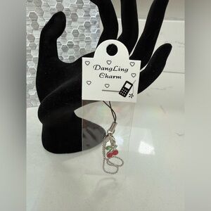 Cherry Charm Silver and Red Phone Accessory